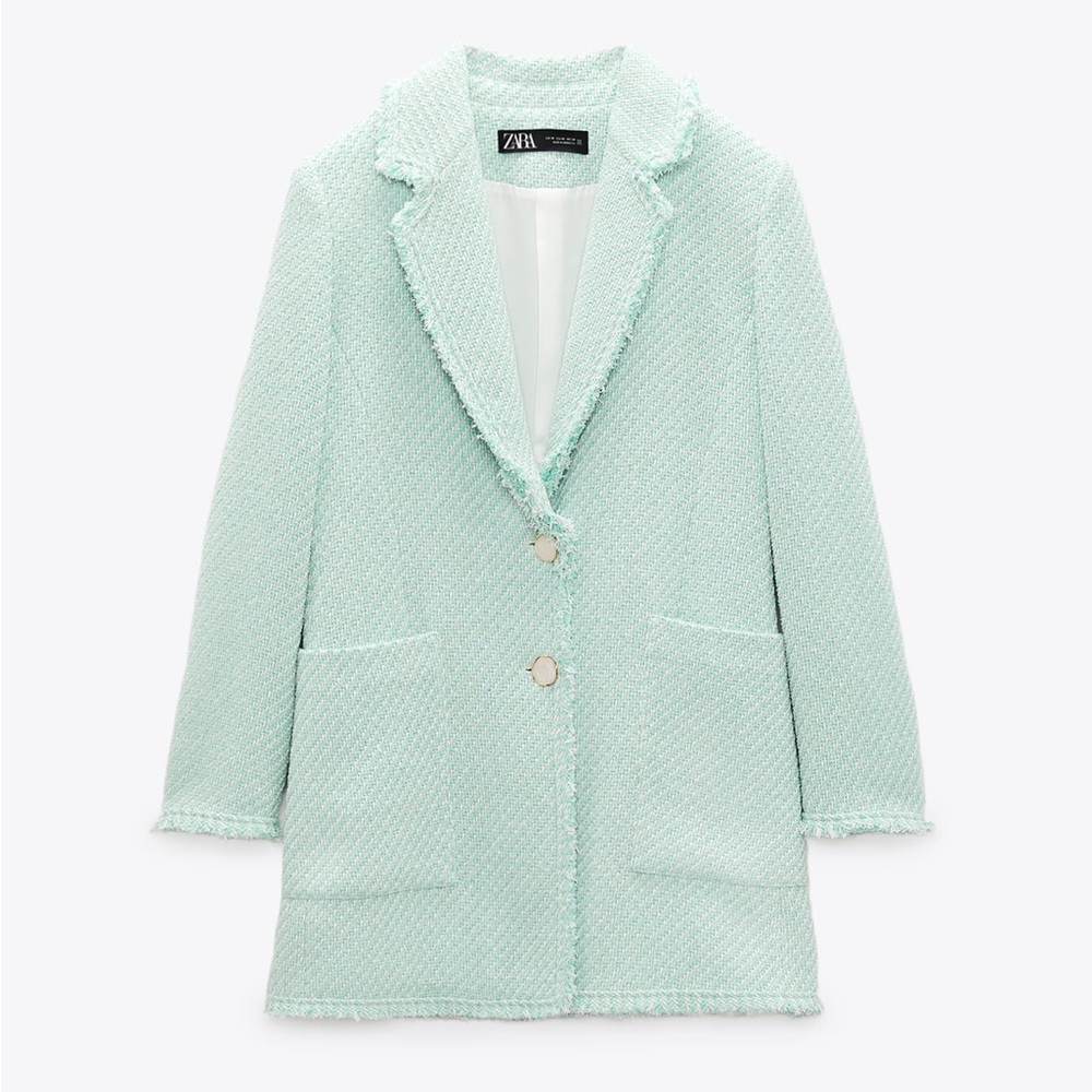 NEW ZARA STRUCTURED COAT WITH FRAYED EDGES